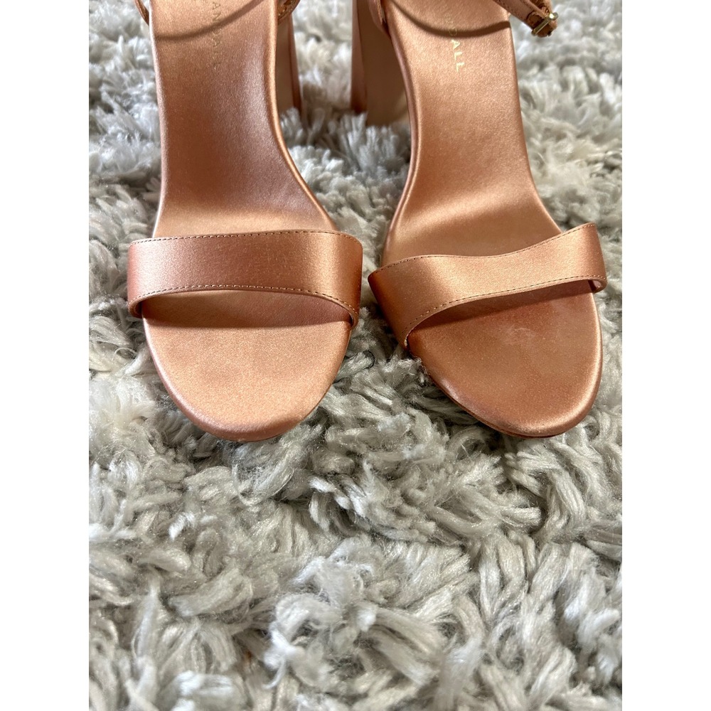 Loeffler Randall Malia Sandals Blush Pink Satin Block Heels Strappy Sz 7.5 - Picture 3 of 5